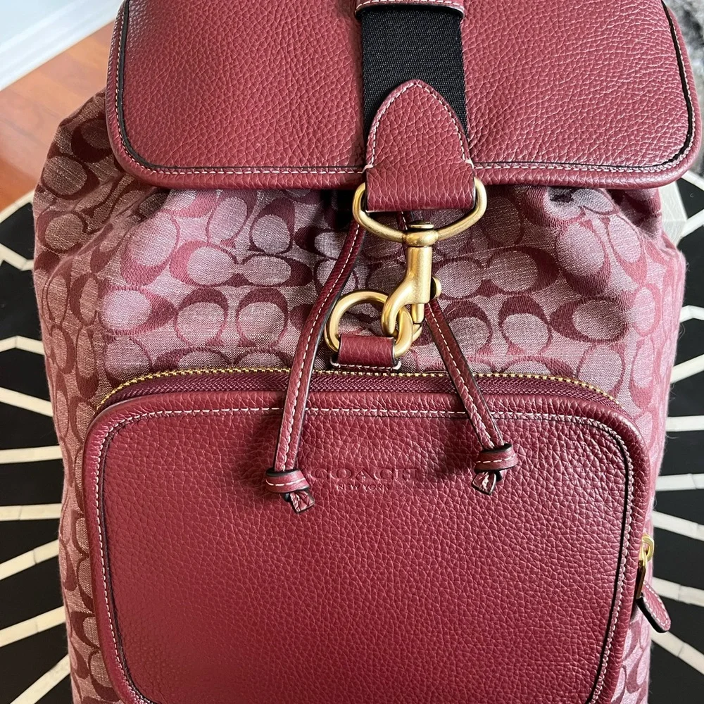 Coach Wine Sullivan Backpack In Signature Chambray